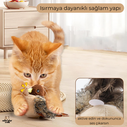 Hareketli ve Sesli Oyuncak Kuş 🐦 - Kedi ve Köpekler İçin Uçan Eğlence!