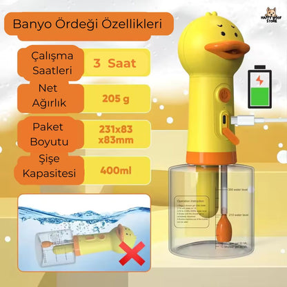 🛁 DuckySpa – Köpüklü Banyo Ördeği ile Evcil Dostunuza SPA Keyfi!